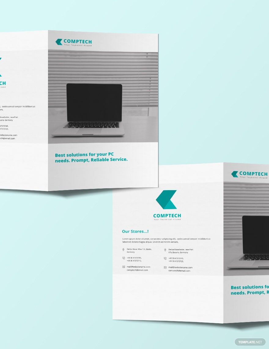 Simple Computer Service Bi-fold Brochure Template