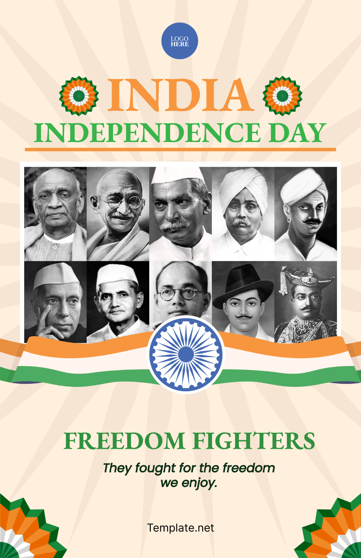 India Independence Day Freedom Fighters Poster