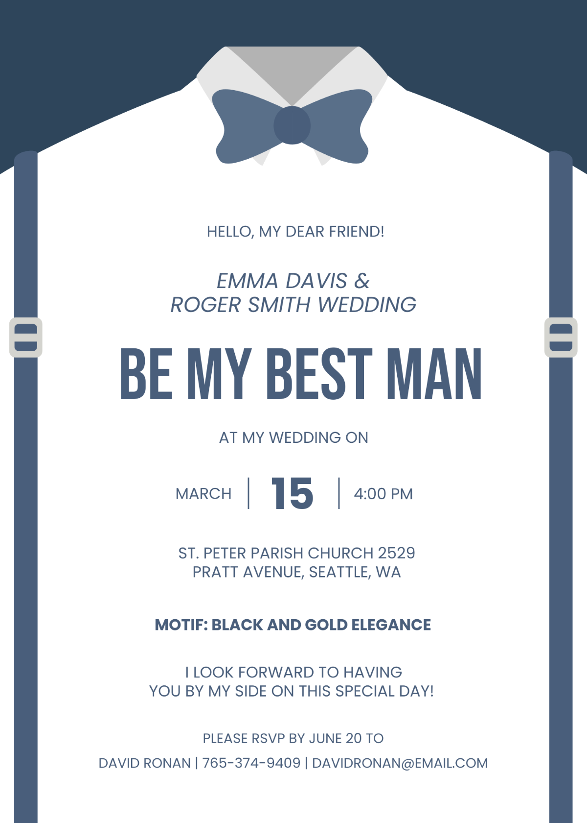 Best Man Groomsman Invitation