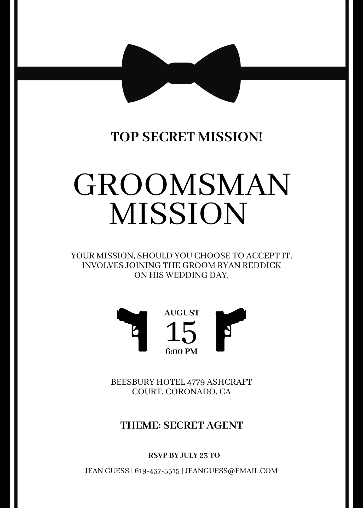 Secret Agent Groomsman Invitation