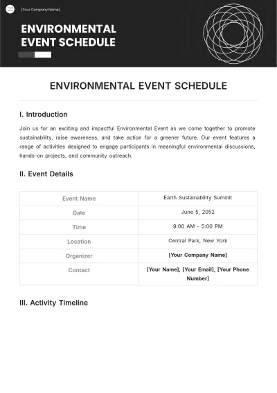 Free Environmental Event Schedule Template to Edit Online