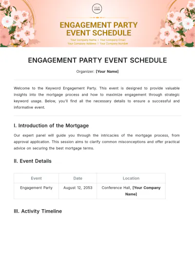 Free Engagement Party Event Schedule Template to Edit Online