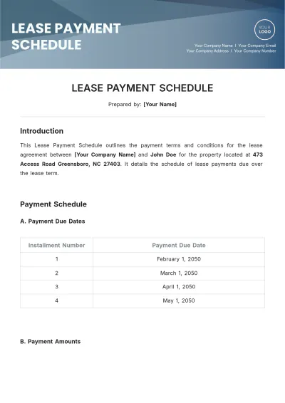 Free Lease Payment Schedule Template to Edit Online
