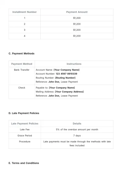 Free Lease Payment Schedule Template to Edit Online