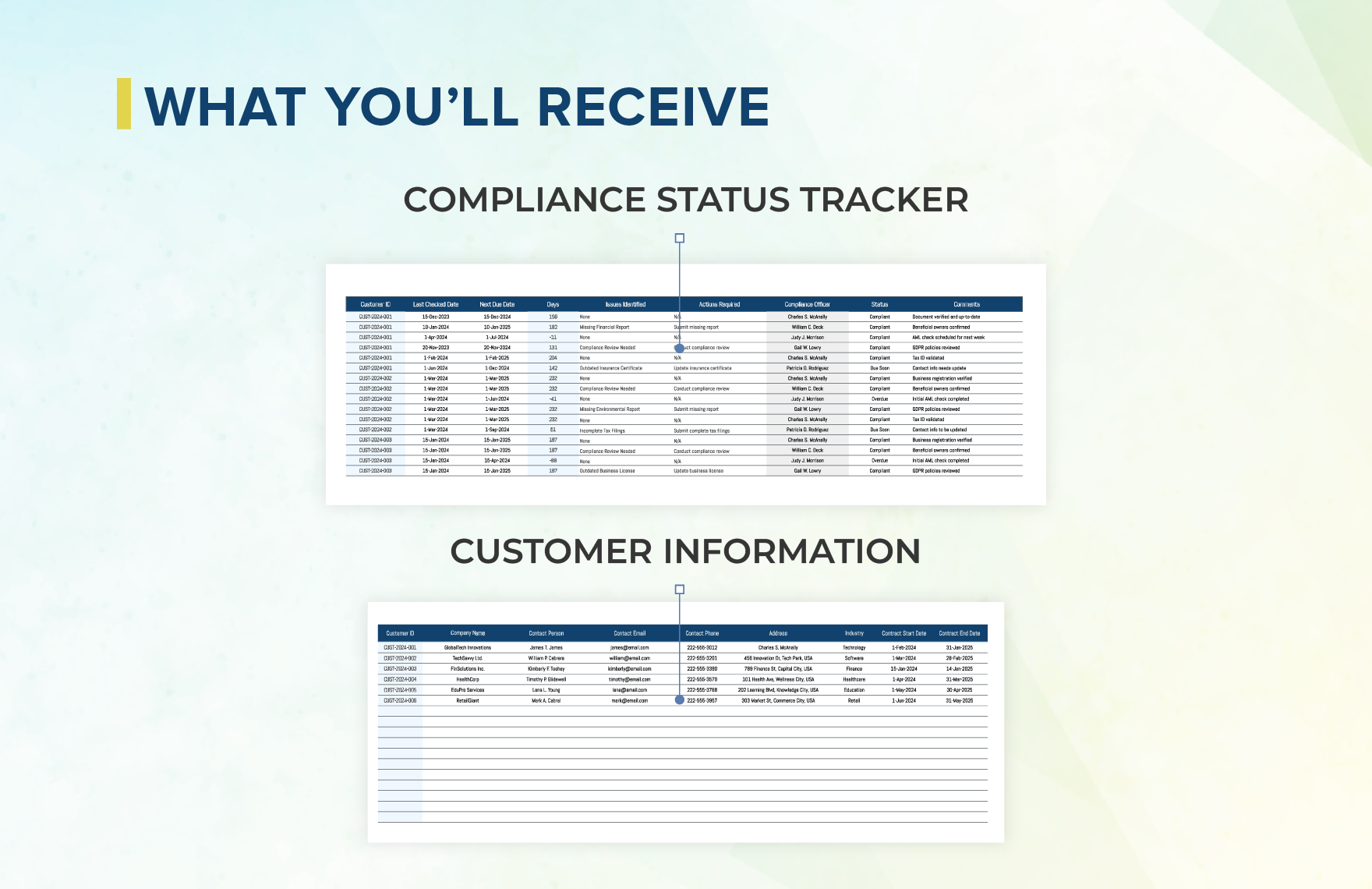 Legal Corporate Customer Information Compliance Status Template
