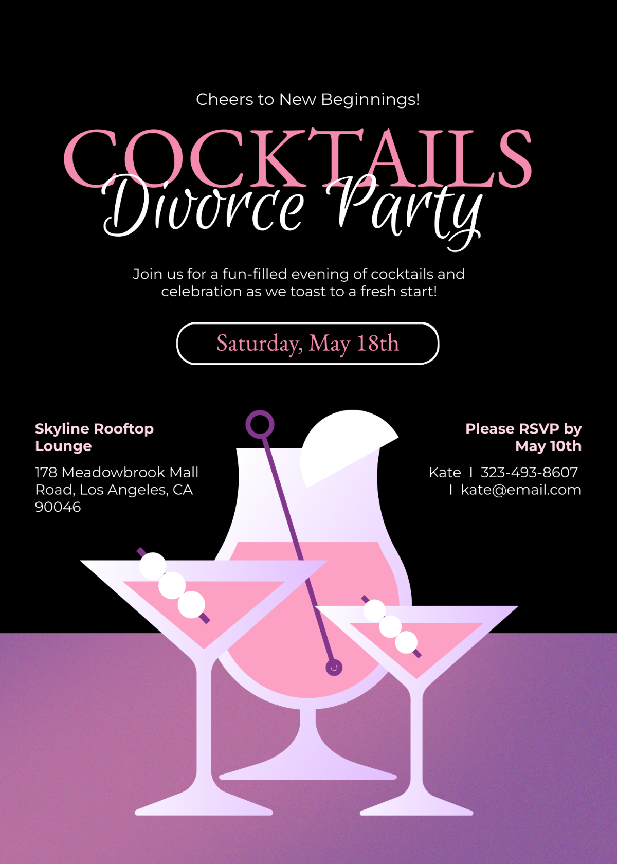 Cocktails Divorce Party Invitation