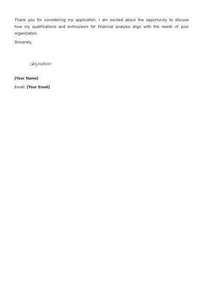 Free Financial Analyst position Cover Letter to Edit Online