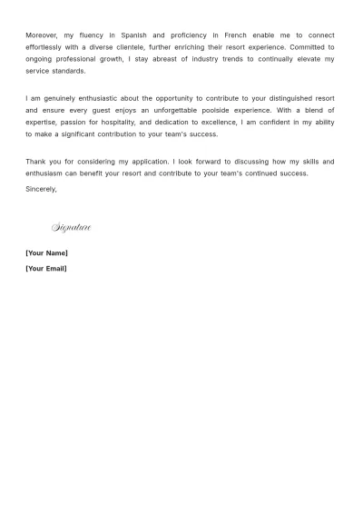 Free Pool Bartender Cover Letter to Edit Online