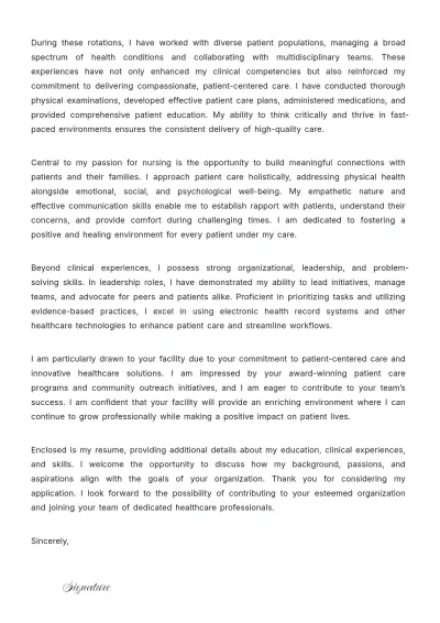 Free Student Nurse Practitioner Cover Letter to Edit Online