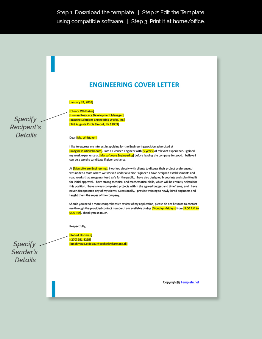Sample Engineering Cover Letter