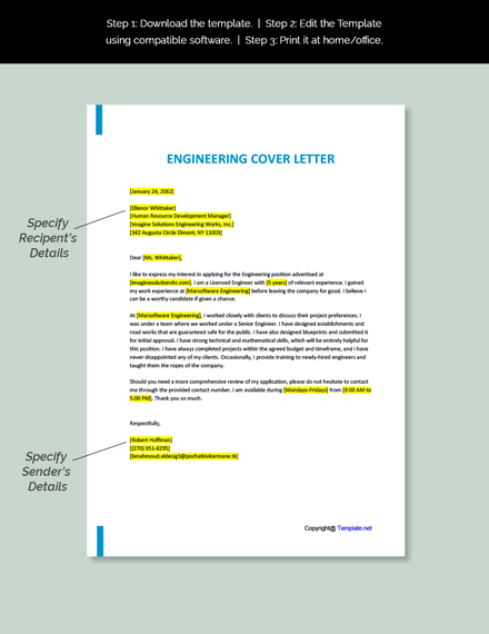 engineering cover letter template