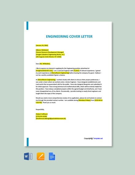 Sample Engineering Cover Letter Template Google Docs Word Template net