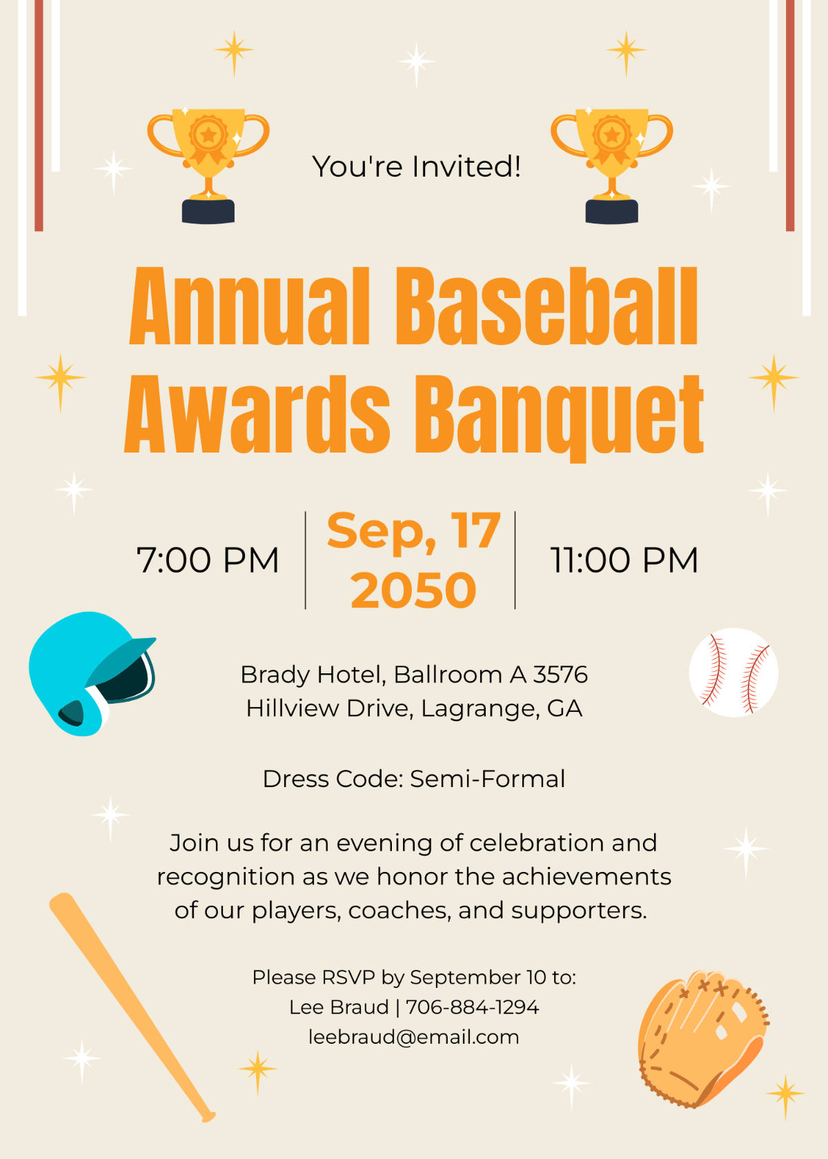 Baseball Banquet Invitation