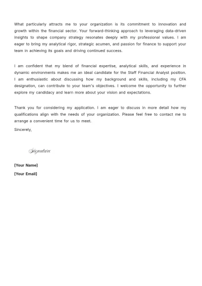 Free Staff Financial Analyst Cover Letter to Edit Online