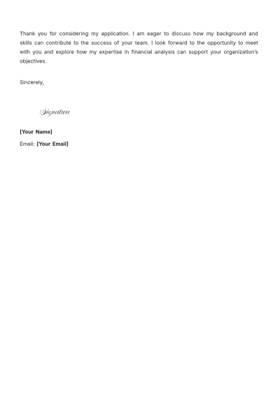Free Financial Credit Analyst Cover Letter to Edit Online