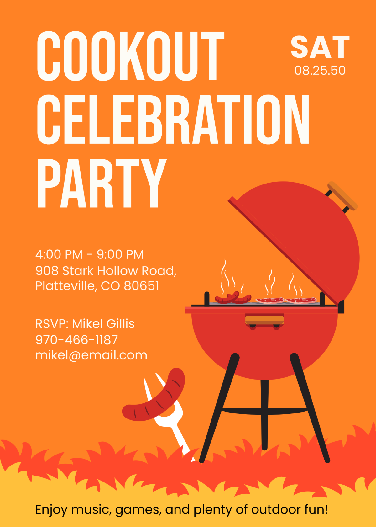 Cookout Celebration Invitation Template - Edit Online & Download