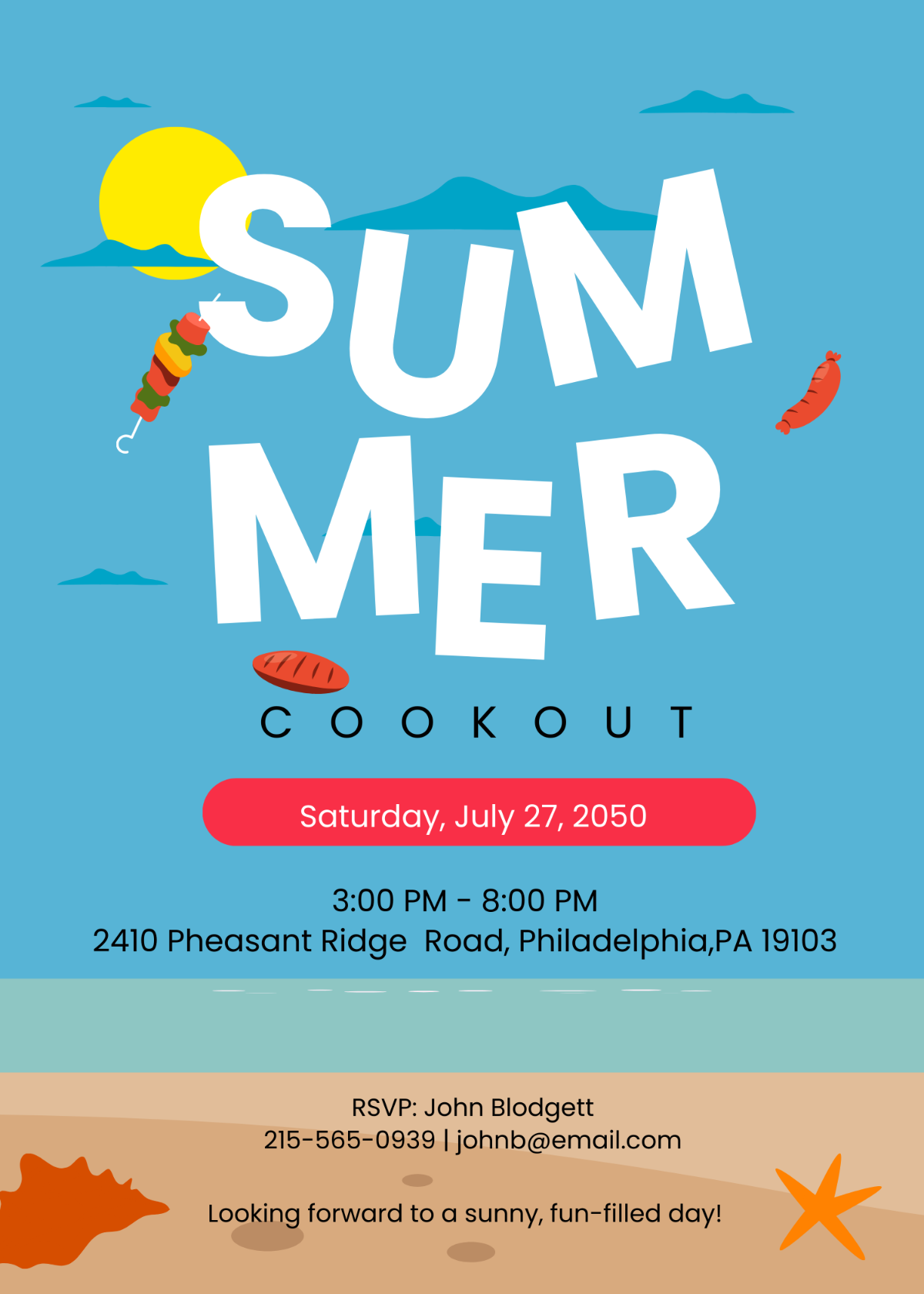 Summer Cookout Invitation Template - Edit Online & Download