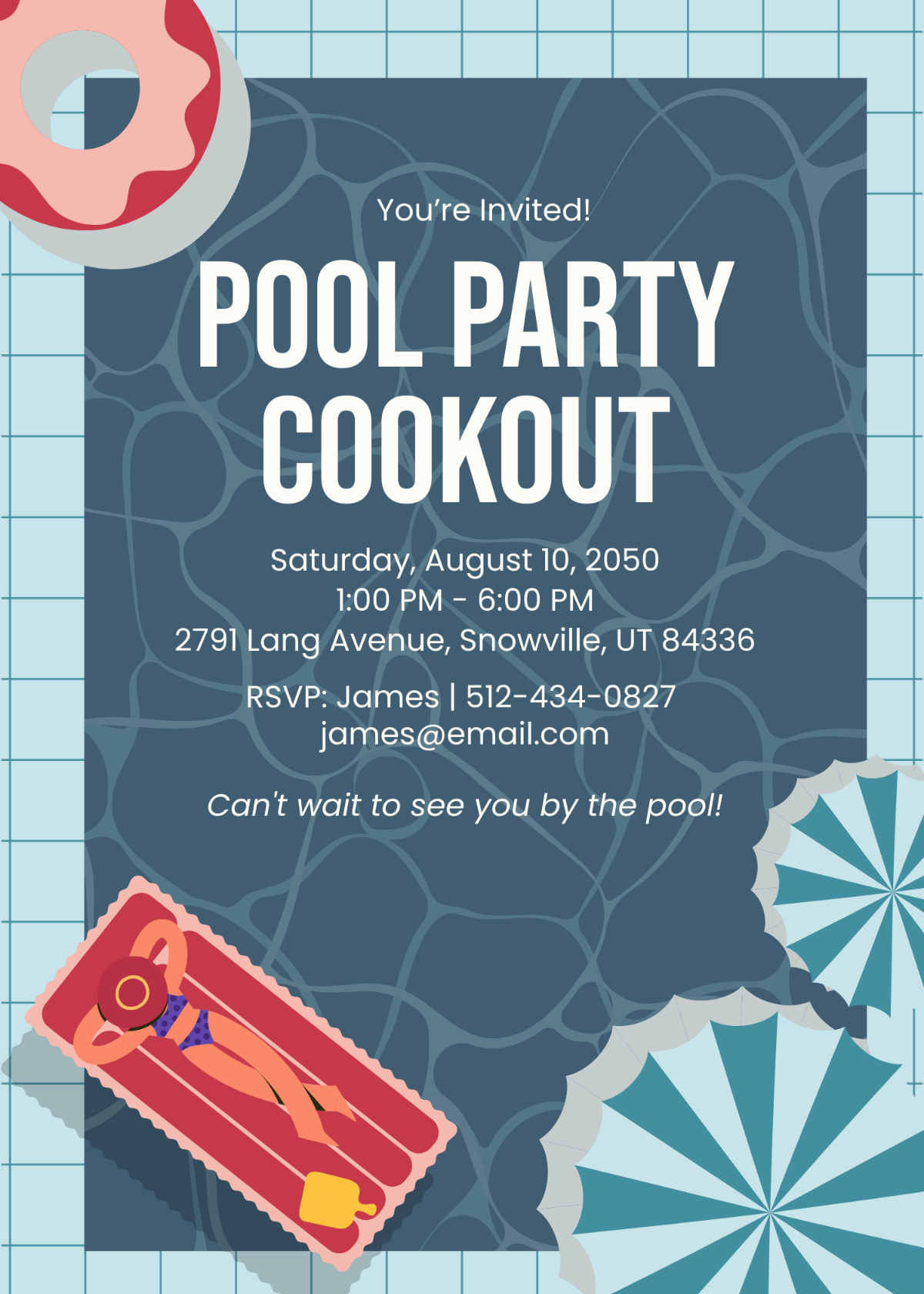 Pool Party Cookout Invitation Template - Edit Online & Download