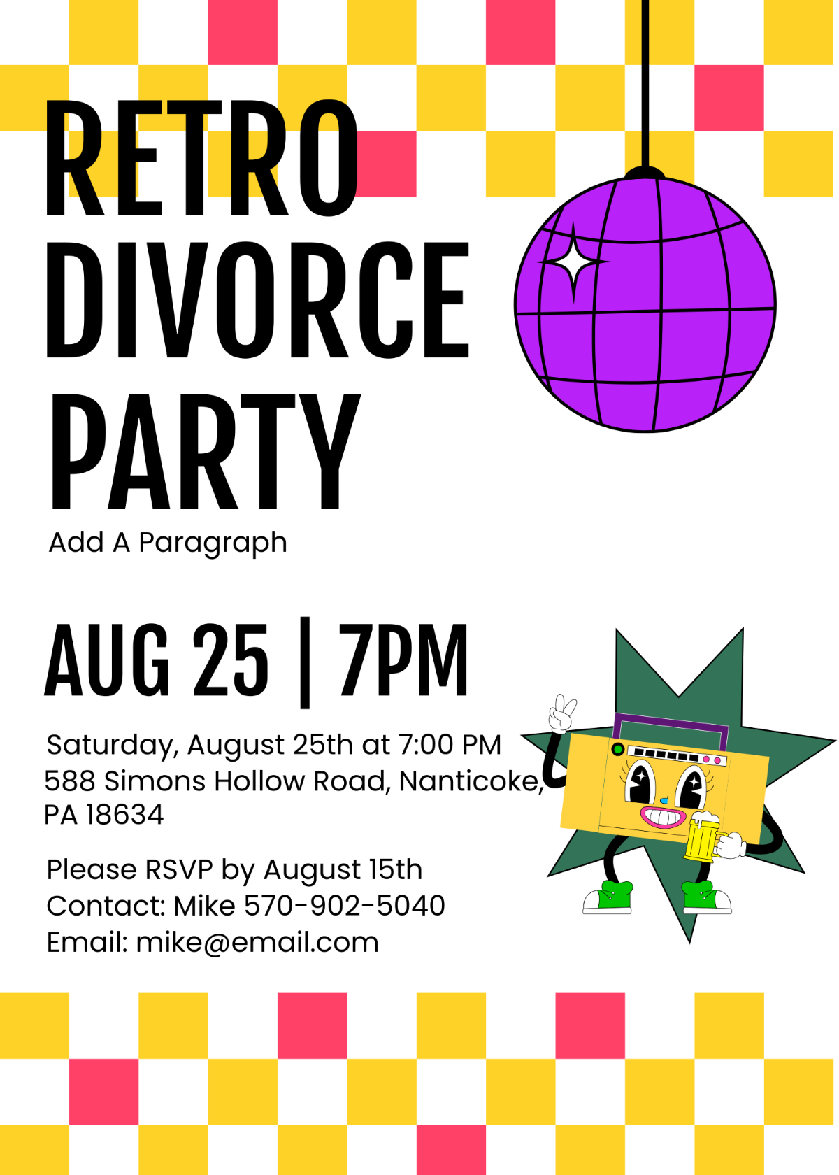 Retro Divorce Party Invitation