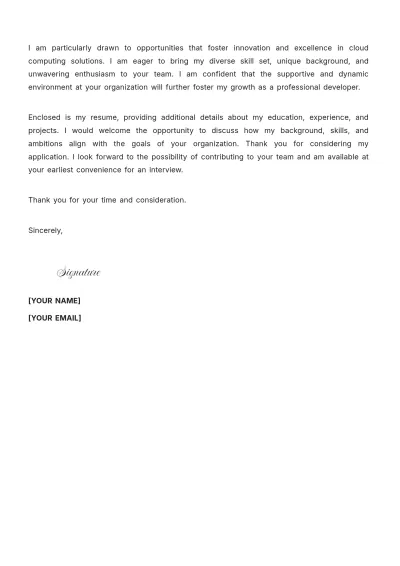 Free Student Developer Cover Letter to Edit Online