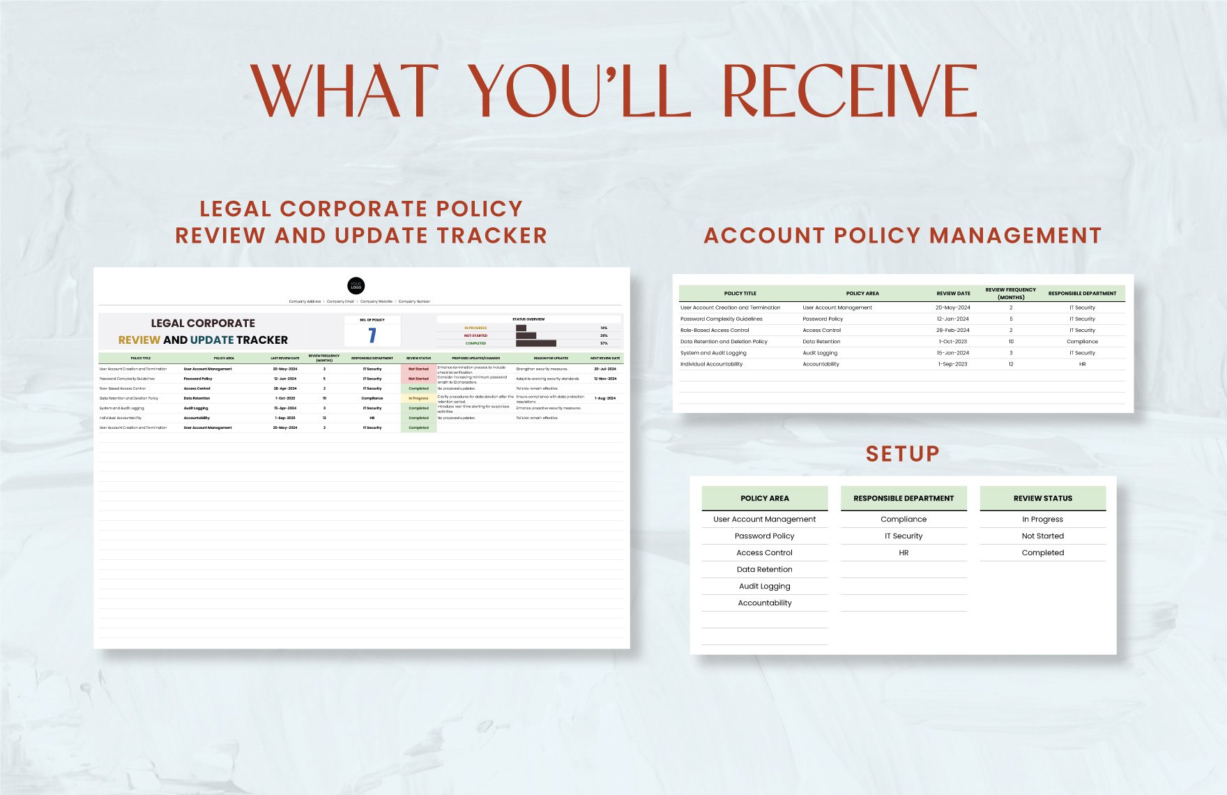 Legal Corporate Policy Review and Update Tracker Template