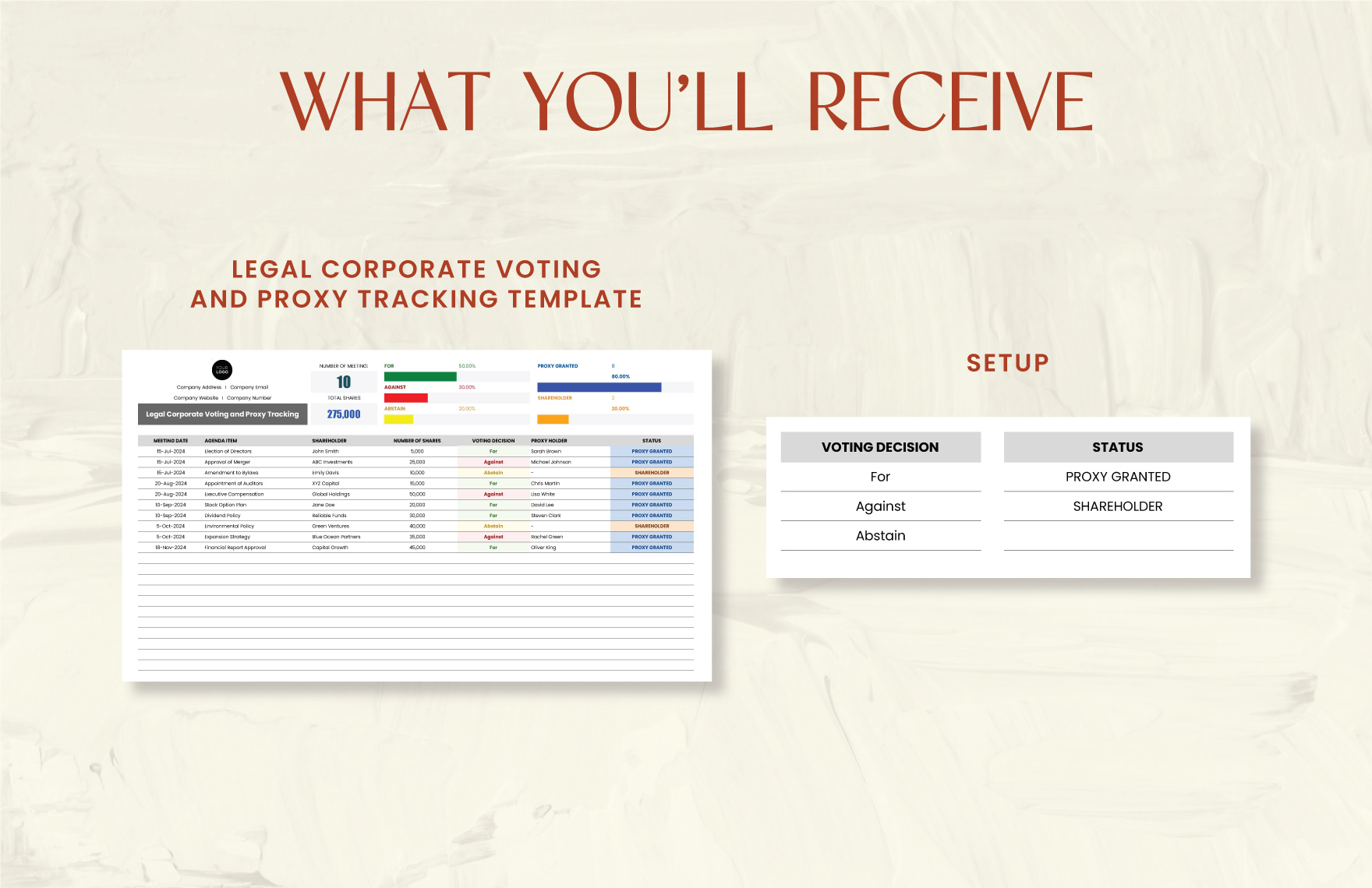 Legal Corporate Voting and Proxy Tracking Template