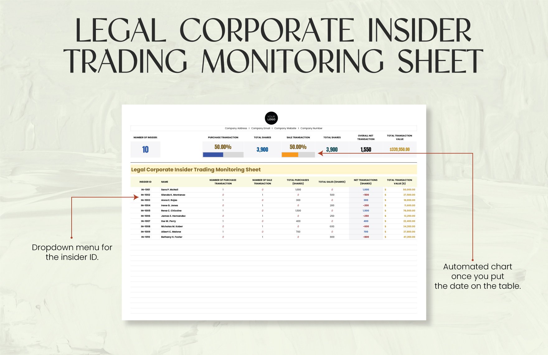 Legal Corporate Insider Trading Monitoring Sheet Template