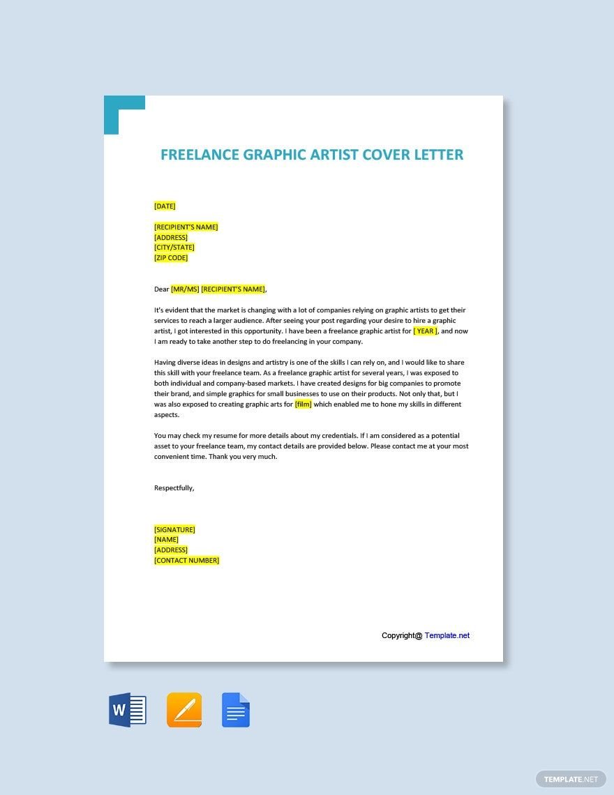 Freelance Graphic Artist Cover Letter Template