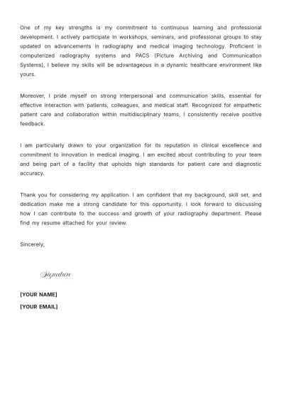 Free Radiography Student Cover Letter to Edit Online