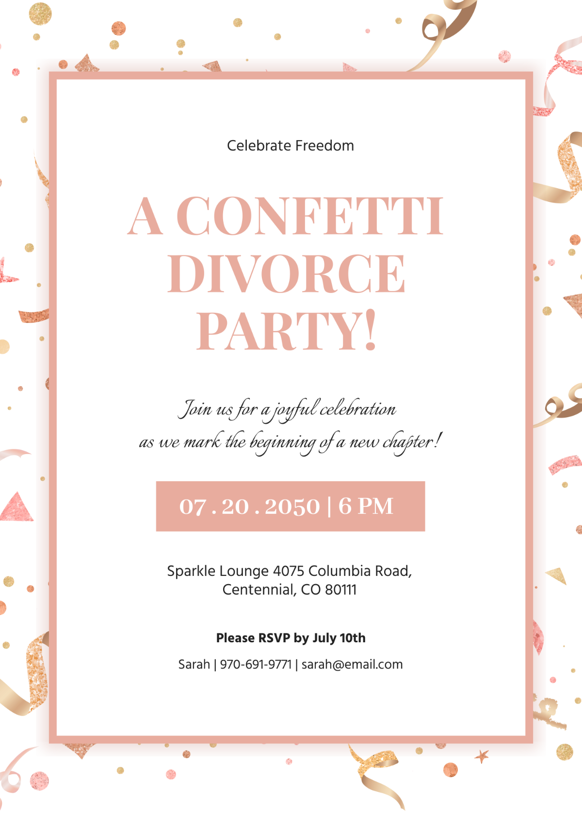 Confetti Divorce Party Invitation