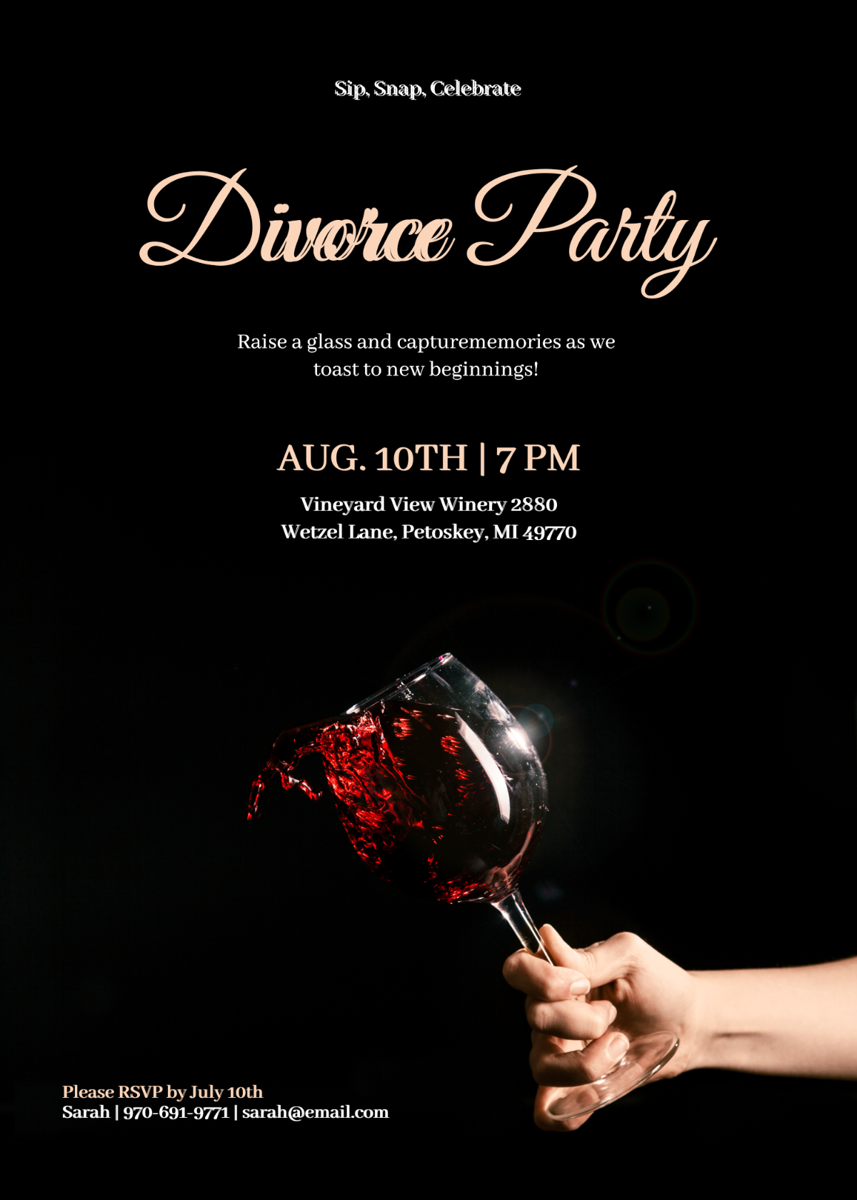Wine Photo Divorce Party Invitation