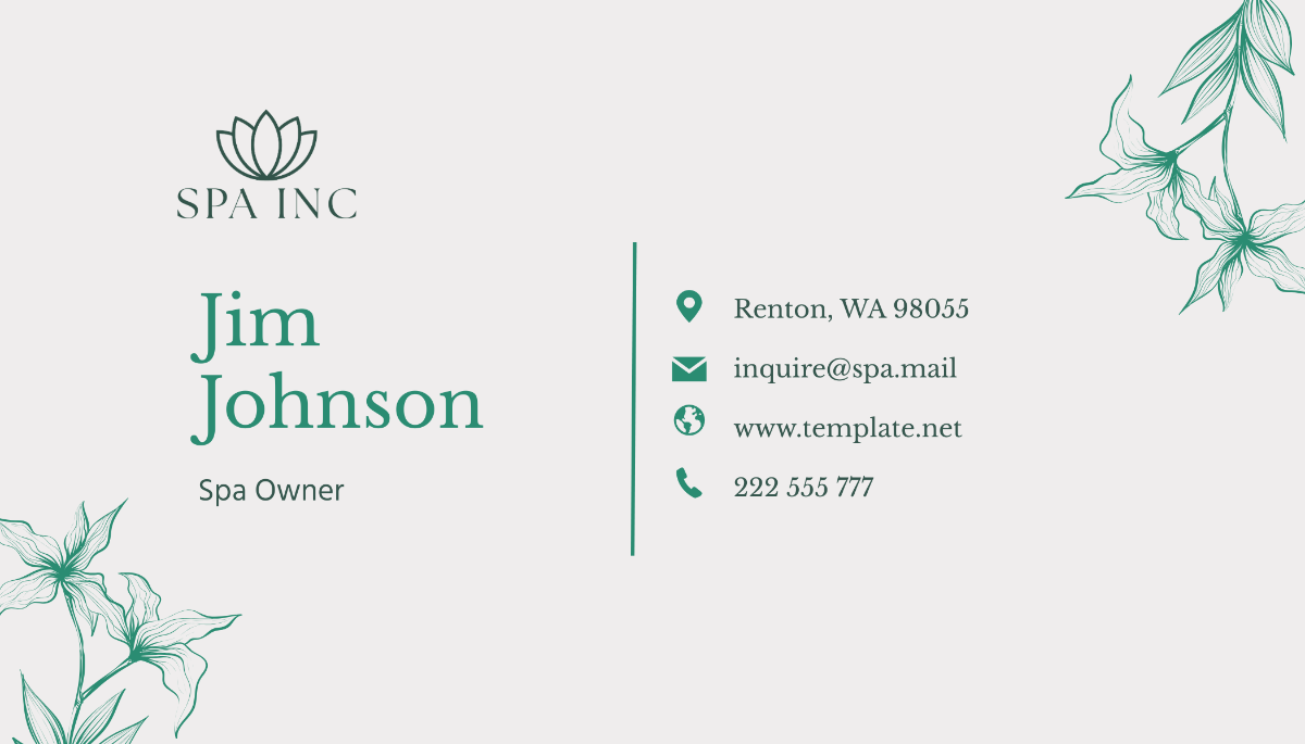 Spa Owner Business Card