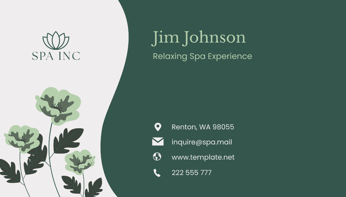 Relaxing Spa Experience Business Card