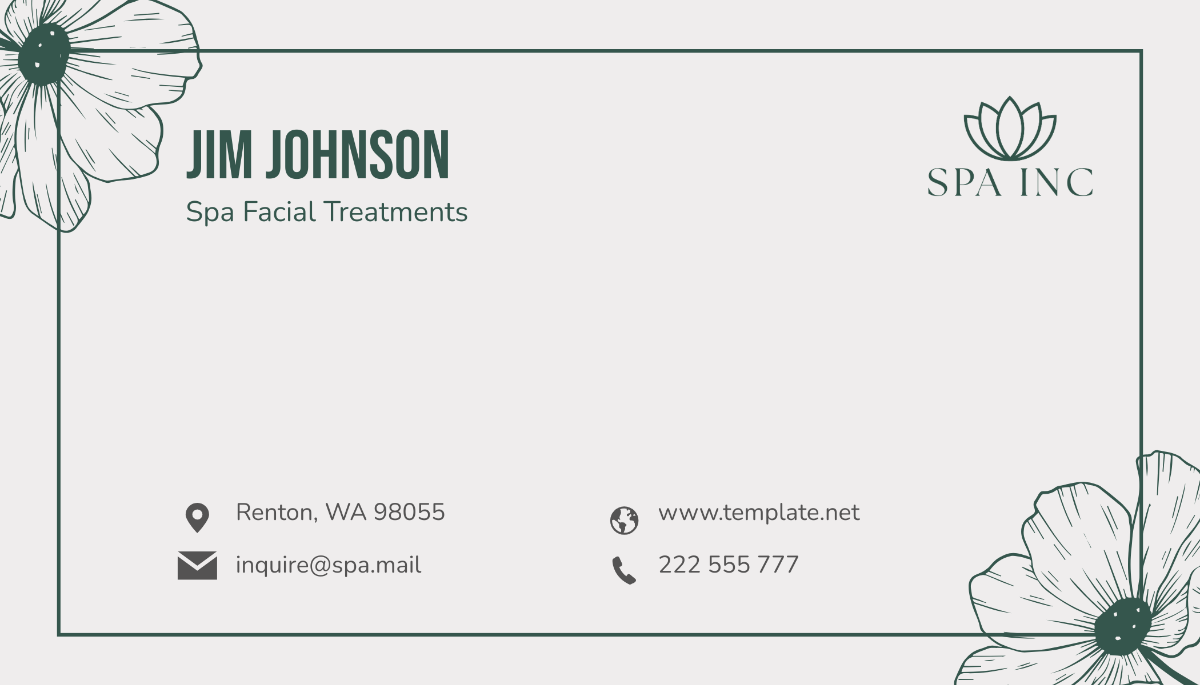 Spa Facial Treatments Business Card