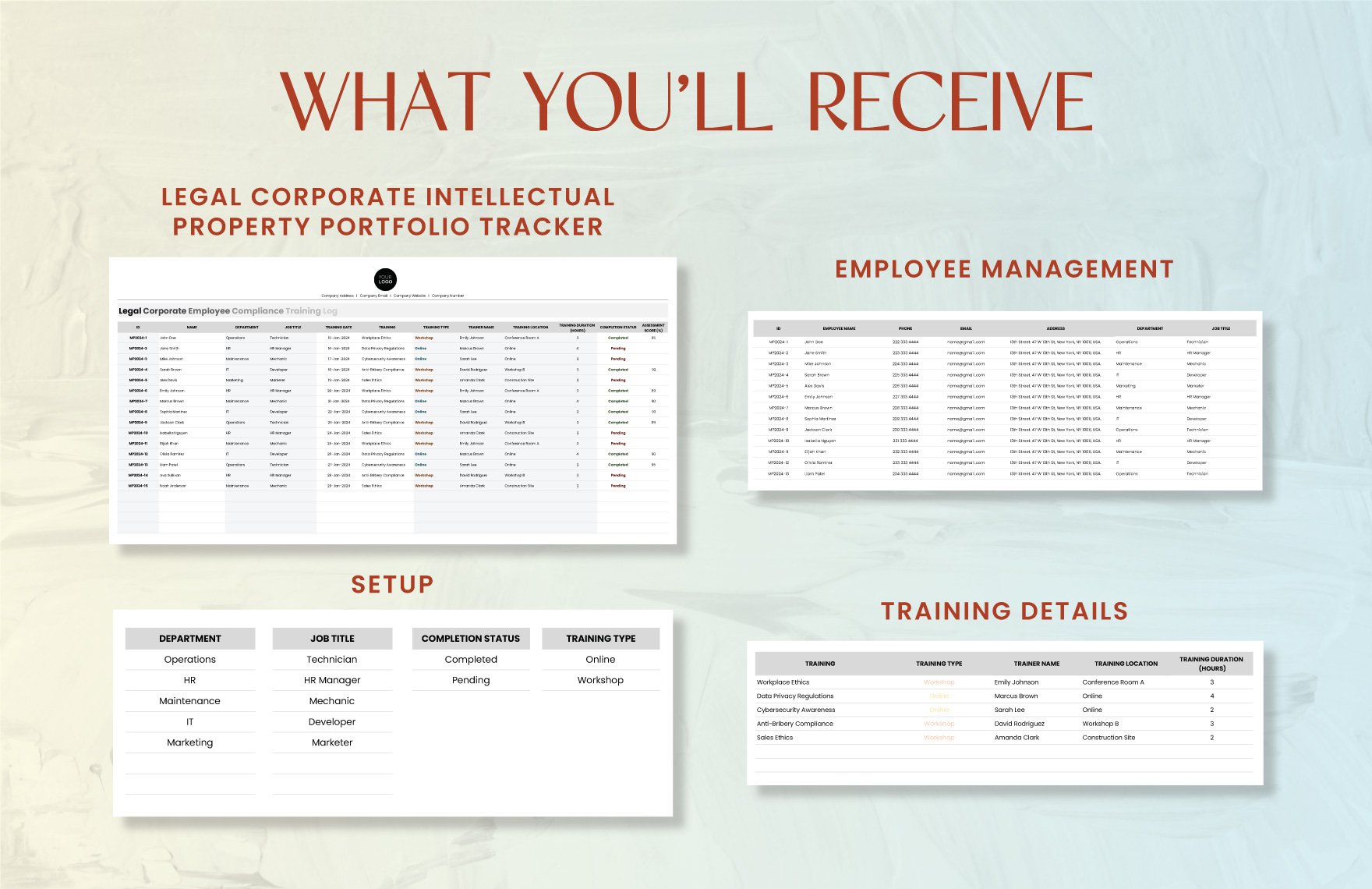 Legal Corporate Employee Compliance Training Log Template