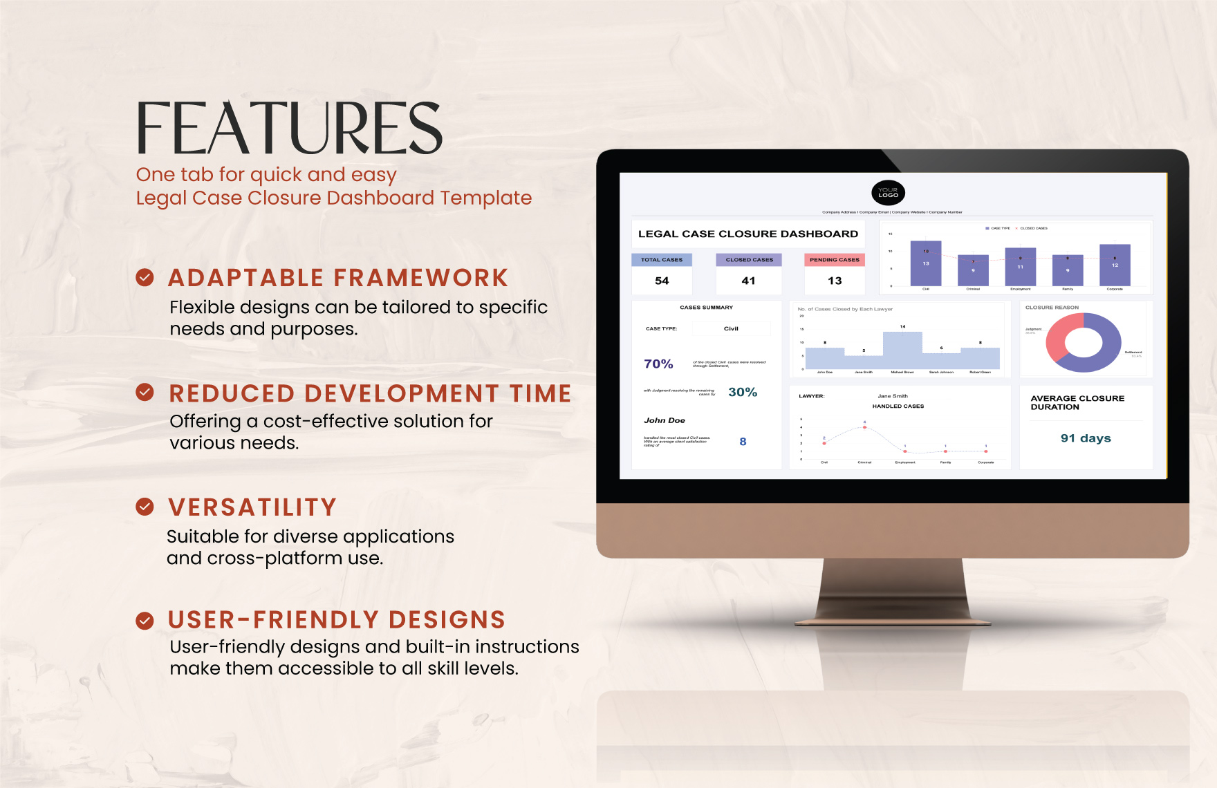 Legal Case Closure Dashboard Template