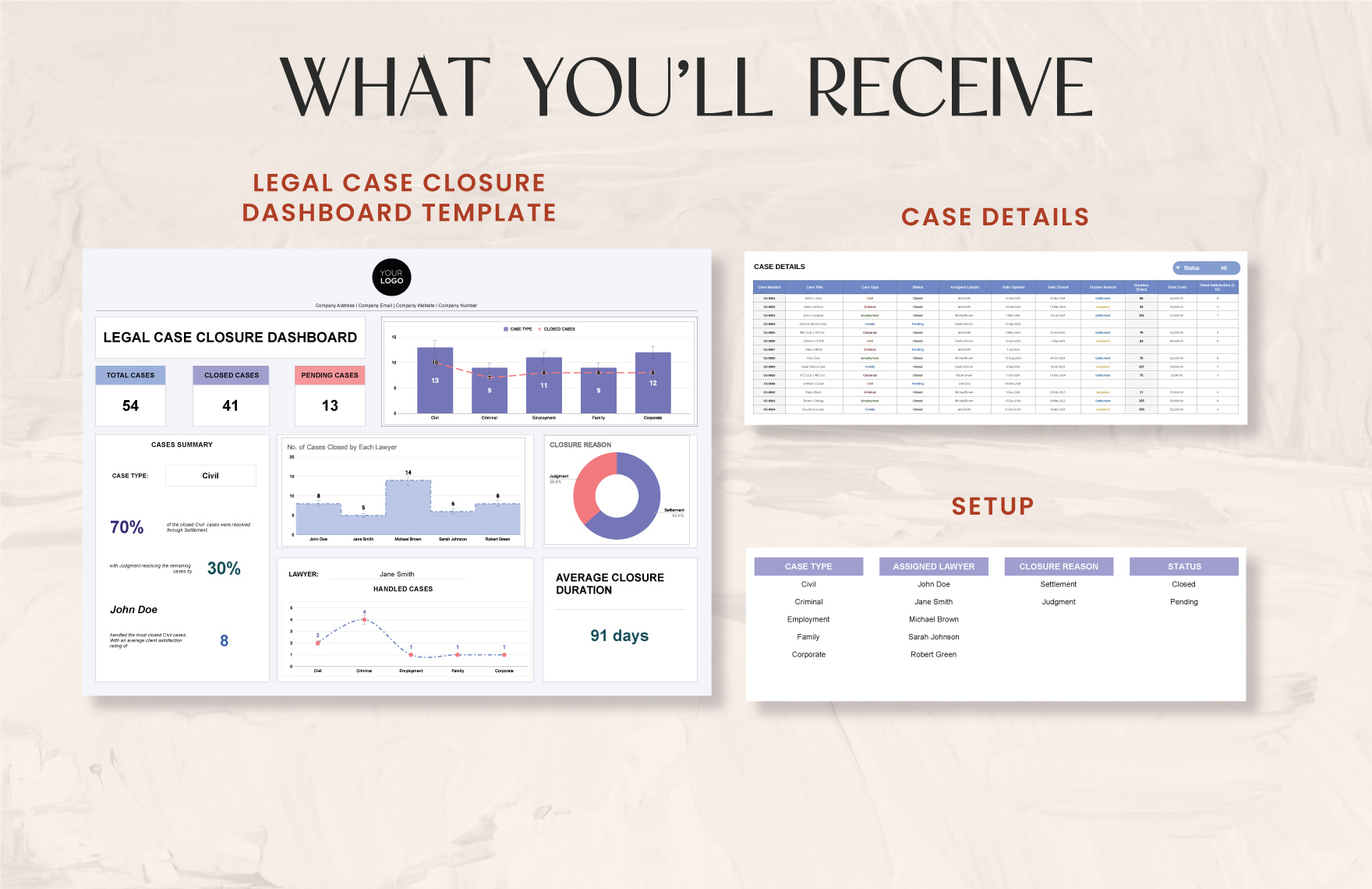 Legal Case Closure Dashboard Template