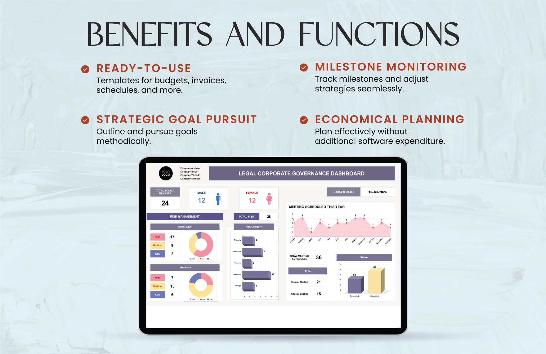 Legal Corporate Governance Dashboard Template