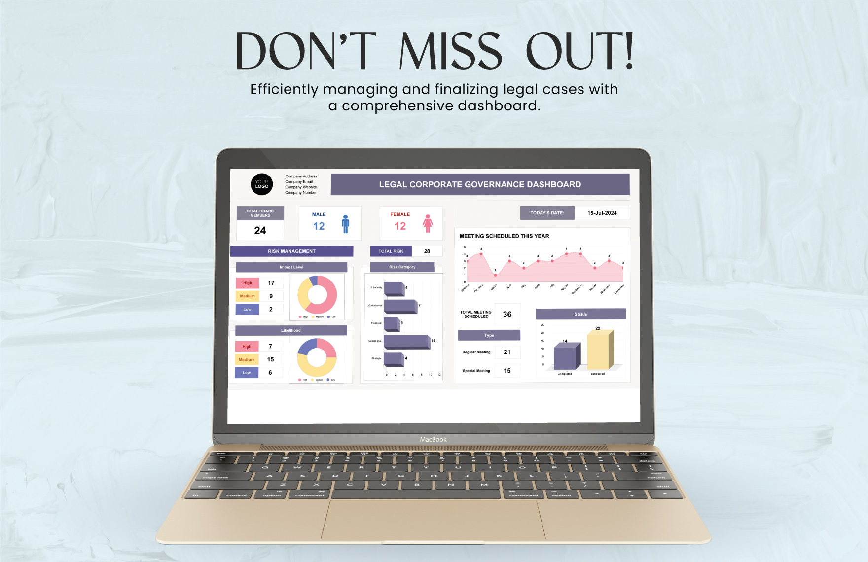 Legal Corporate Governance Dashboard Template