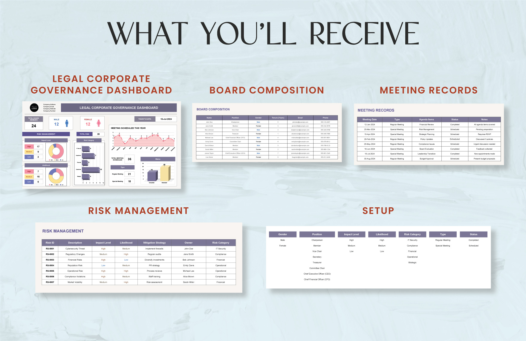 Legal Corporate Governance Dashboard Template
