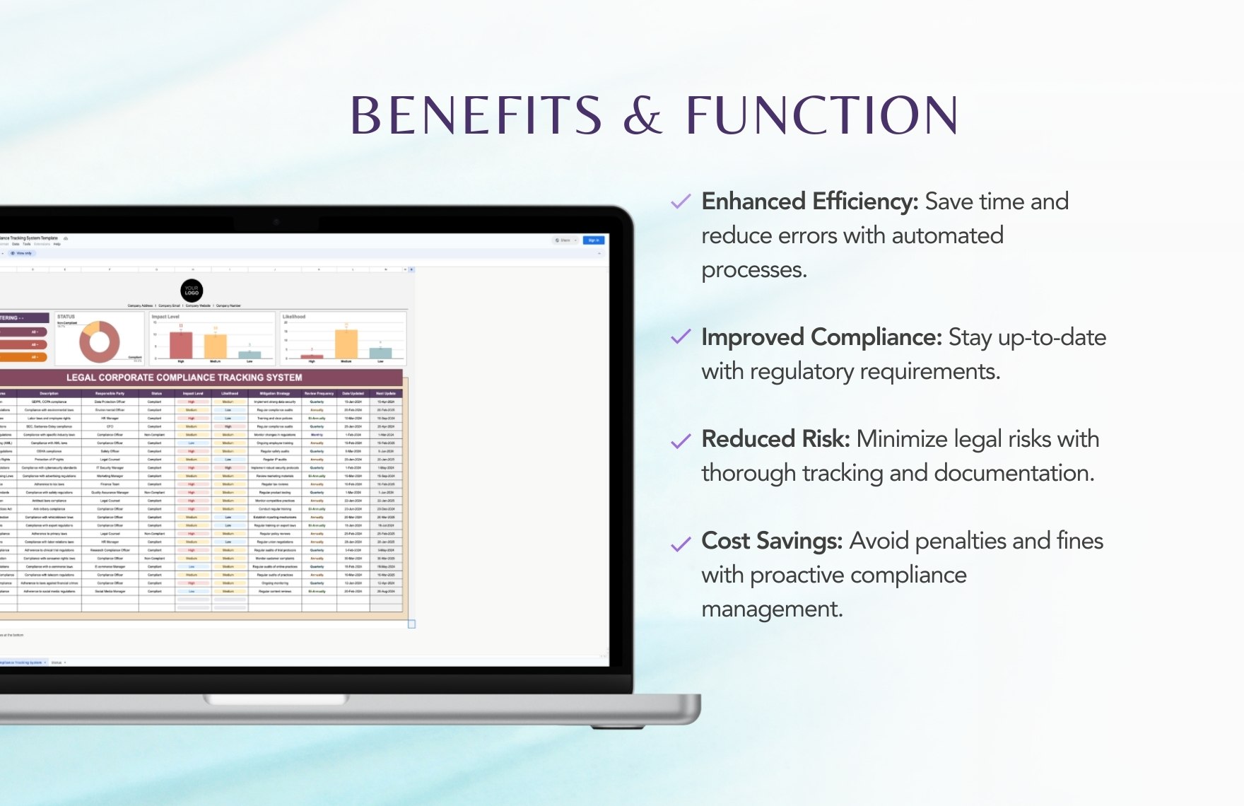 Legal Corporate Compliance Tracking System Template