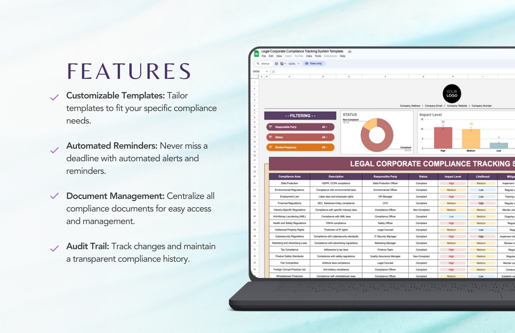 Legal Corporate Compliance Tracking System Template