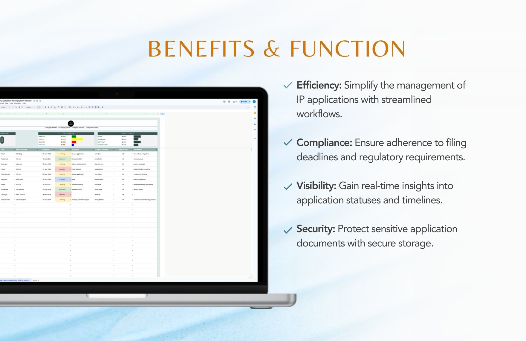 Legal Intellectual Property Application Tracking System Template