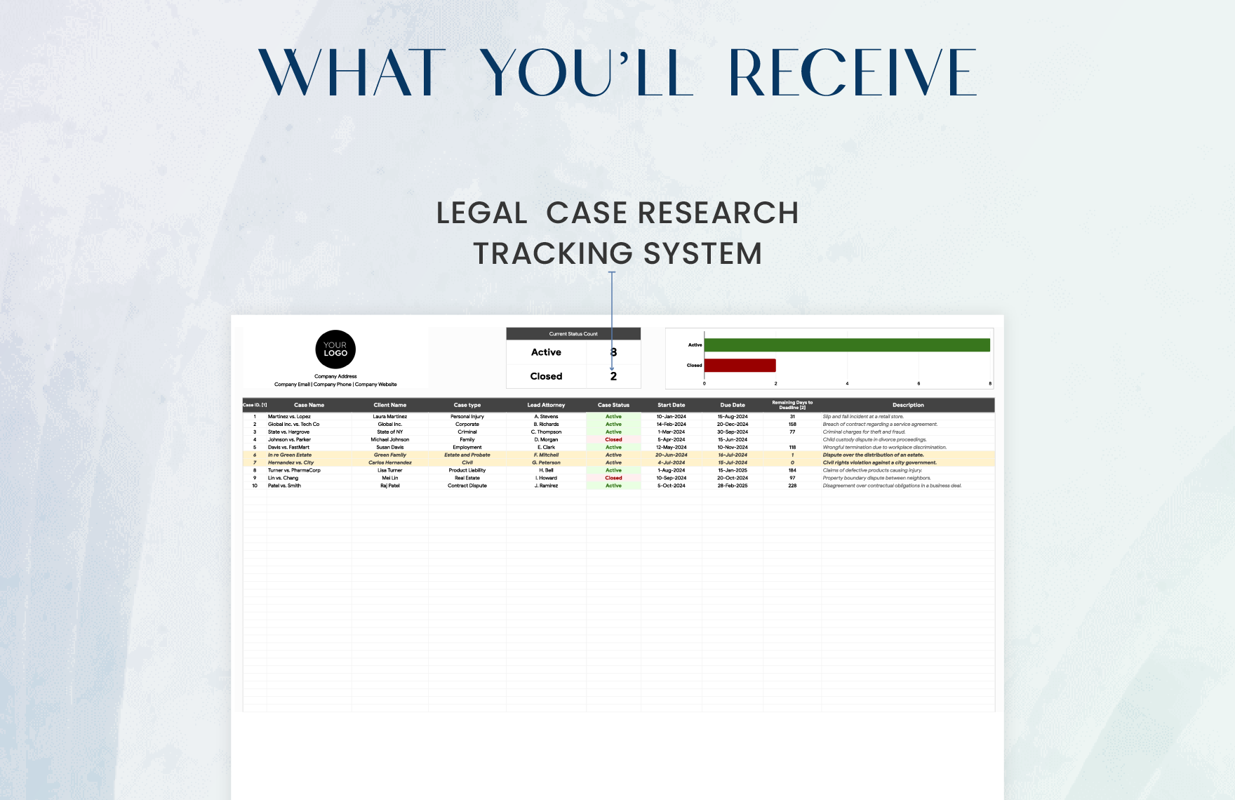 Legal  Case Research Tracking System Template