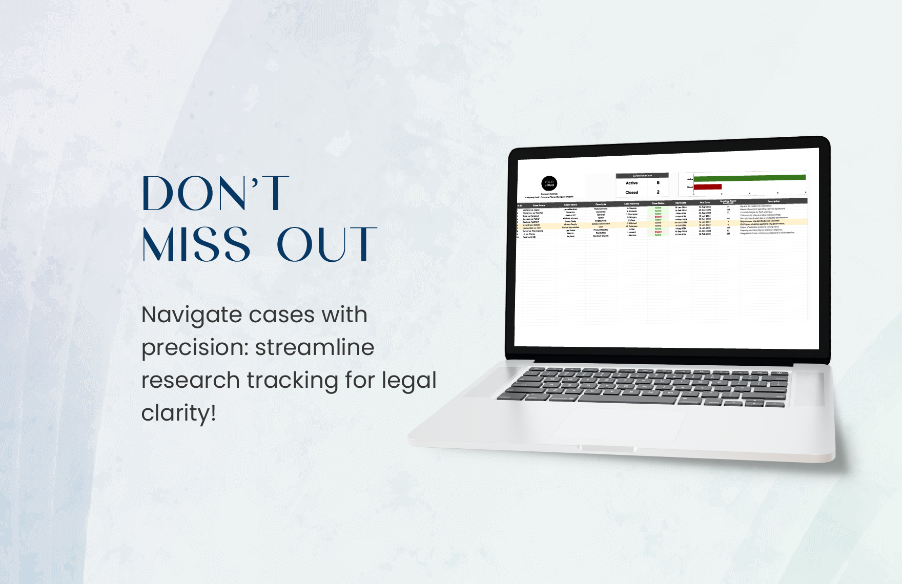 Legal  Case Research Tracking System Template