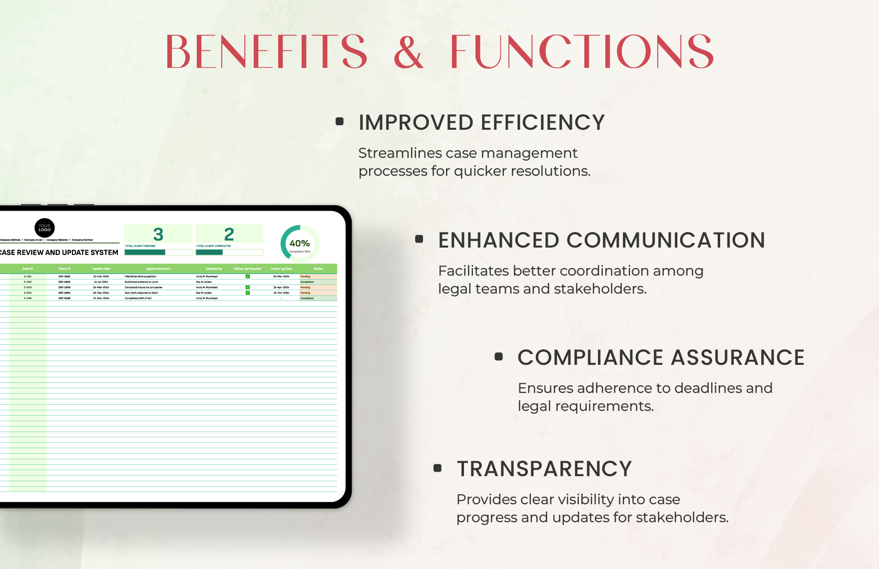 Legal Case Review and Update System Template