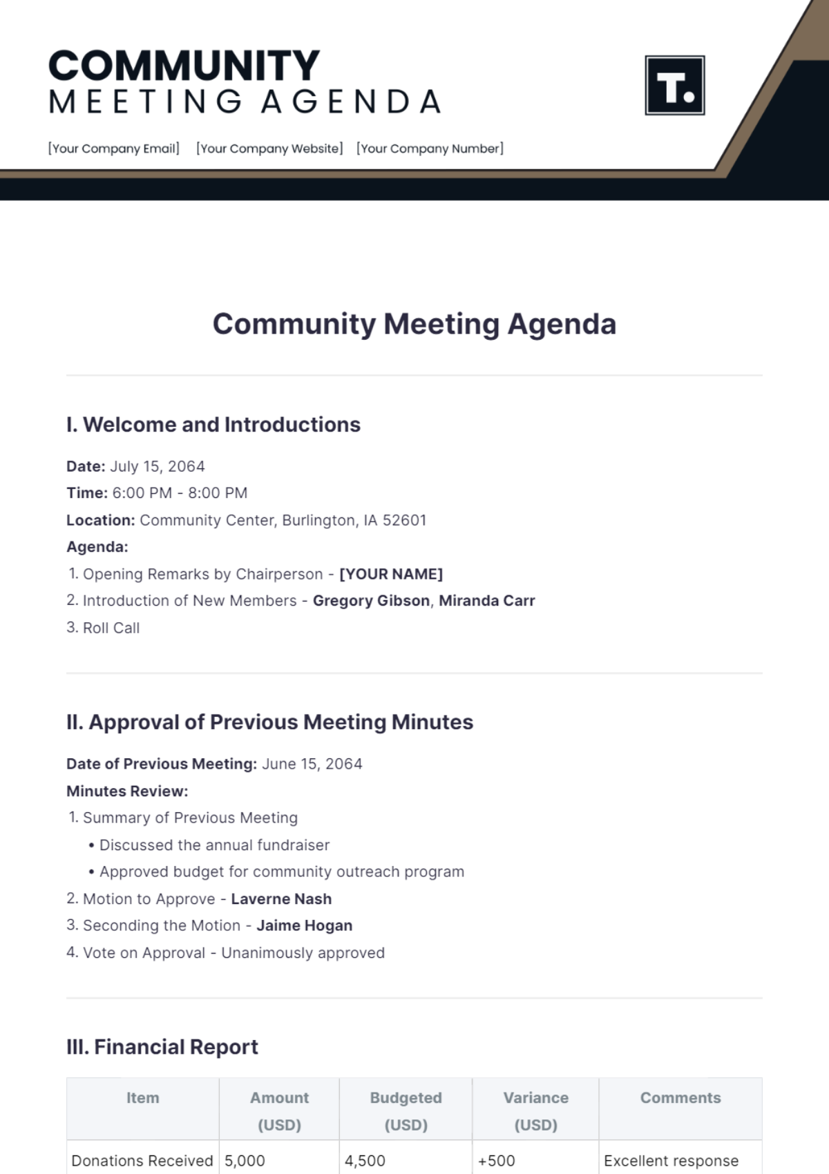 Community Meeting Agenda Template - Edit Online & Download