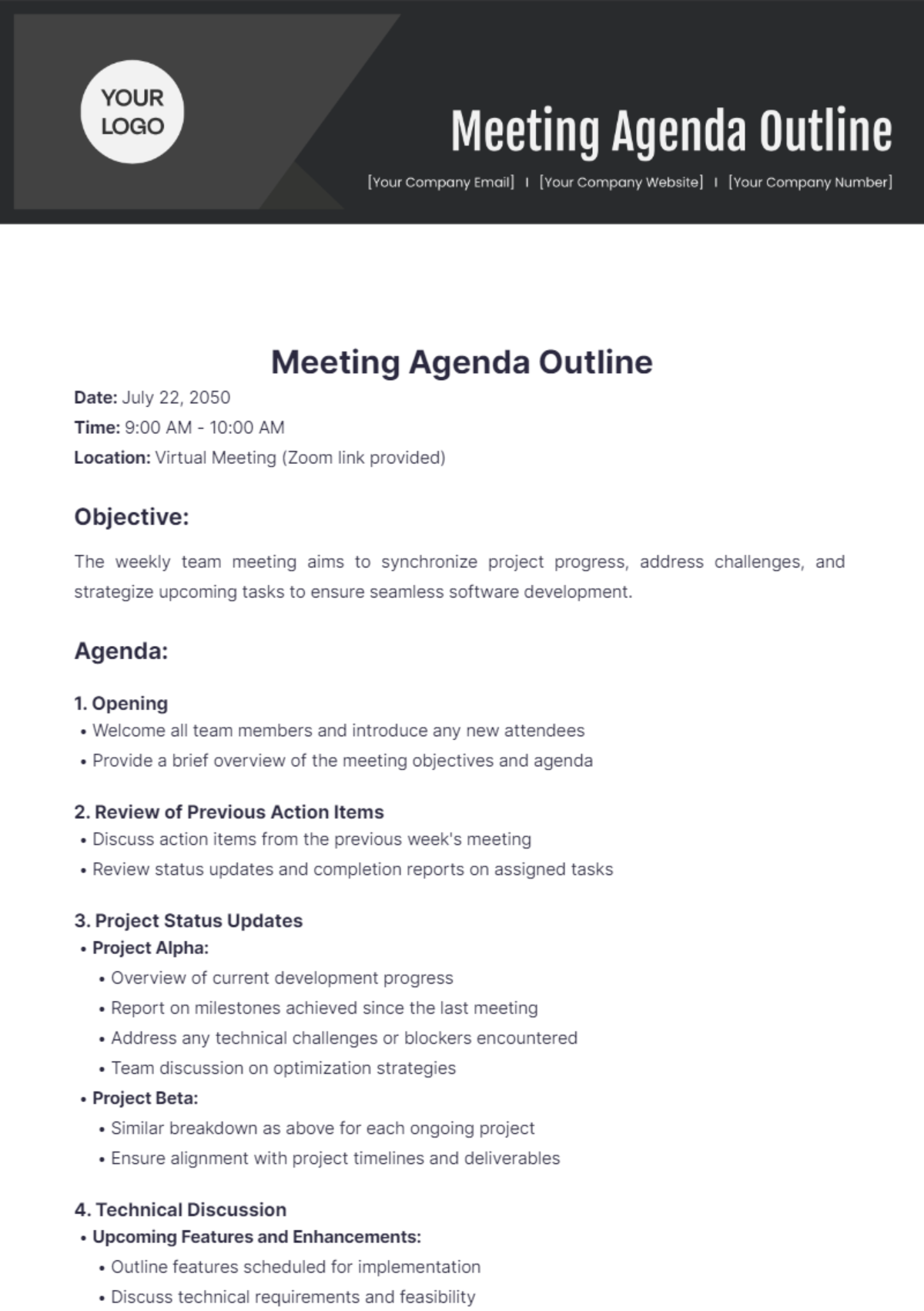 Meeting Agenda Outline Template - Edit Online & Download