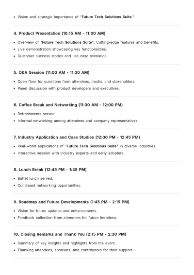 Free Corporate Event Agenda Template to Edit Online
