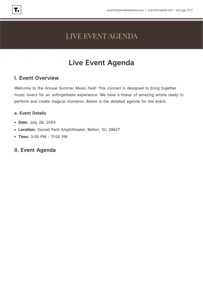 Free Live Event Agenda Template to Edit Online